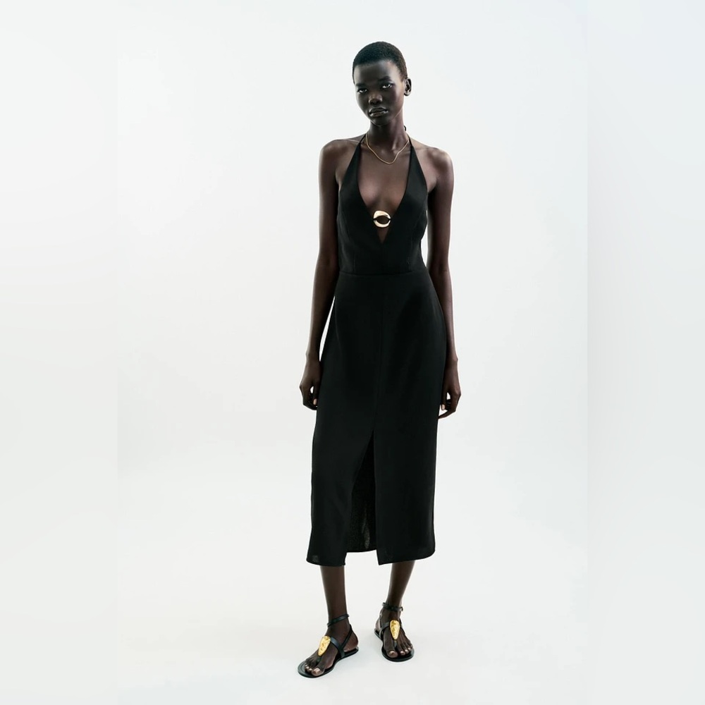 ZARA MIDI DRESS WITH GOLD APPLIQUE